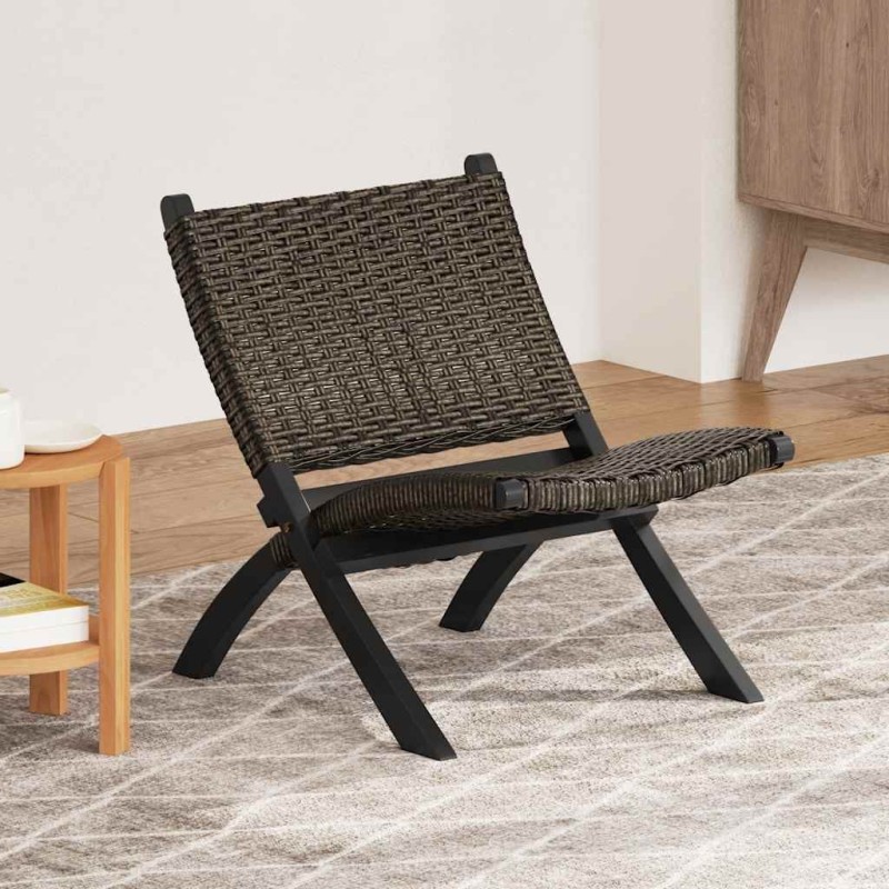 Chaise de relaxation rotin kubu naturel et bois d'acajou massif 616298616298