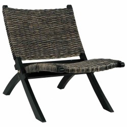 Chaise de relaxation rotin kubu naturel et bois d'acajou massif 616298616298