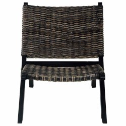 Chaise de relaxation rotin kubu naturel et bois d'acajou massif 616298616298