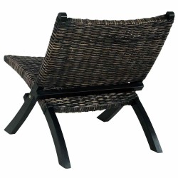 Chaise de relaxation rotin kubu naturel et bois d'acajou massif 616298616298