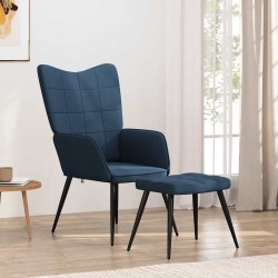 Chaise de relaxation avec tabouret Bleu Tissu 616299616299