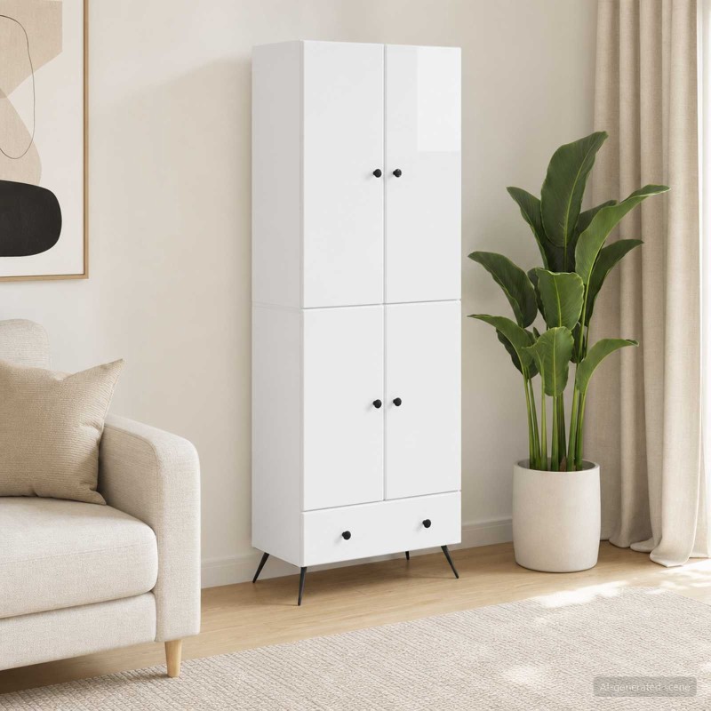 Ensemble de Meubles 2 pcs Blanc brillant Bois d'ingénierie 616301616301