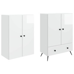 Ensemble de Meubles 2 pcs Blanc brillant Bois d'ingénierie 616301616301