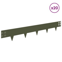 Bordure de Pelouse 20 pcs 100 x 15 cm Acier Vert olive 616308616308