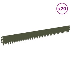 Bordure de Pelouse 20 pcs 103 x 10 cm Acier Vert olive 616311616311