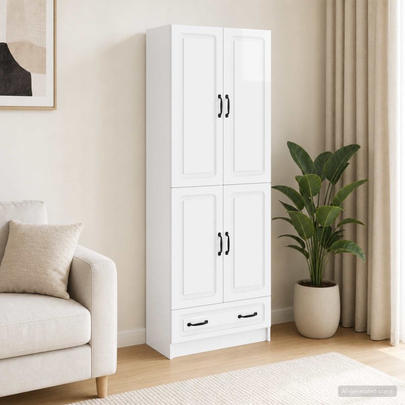 Ensemble de Meubles 2 pcs Blanc brillant Bois d'ingénierie 616313616313