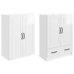 Ensemble de Meubles 2 pcs Blanc brillant Bois d'ingénierie 616313616313