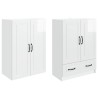 Ensemble de Meubles 2 pcs Blanc brillant Bois d'ingénierie 616313616313