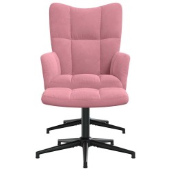 Chaise de relaxation avec tabouret Rose Velours 616317616317