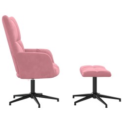 Chaise de relaxation avec tabouret Rose Velours 616317616317