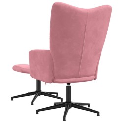 Chaise de relaxation avec tabouret Rose Velours 616317616317