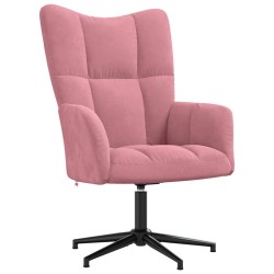 Chaise de relaxation avec tabouret Rose Velours 616317616317