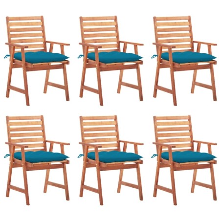 Chaises à manger d'extérieur lot de 6 et coussins Acacia massif 616323616323