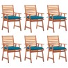 Chaises à manger d'extérieur lot de 6 et coussins Acacia massif 616323616323