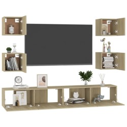 Ensemble de meubles TV 6 pcs Chêne sonoma Bois d'ingénierie 616326616326