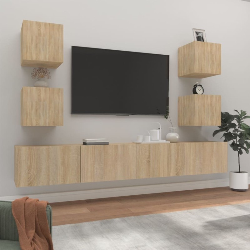 Ensemble de meubles TV 6 pcs Chêne sonoma Bois d'ingénierie 616327616327