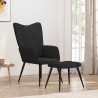 Chaise de relaxation avec tabouret Noir Tissu 616332616332