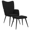 Chaise de relaxation avec tabouret Noir Tissu 616332616332