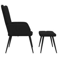 Chaise de relaxation avec tabouret Noir Tissu 616332616332