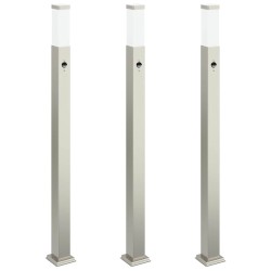 Bornes lumineuses avec détecteur lot de 3 110 cm acier inoxydable IP44 616336616336