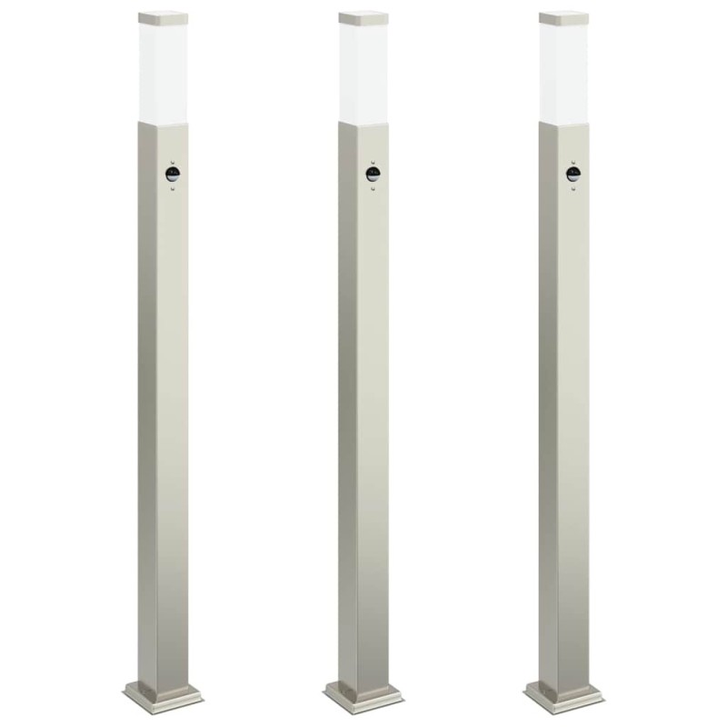 Bornes lumineuses avec détecteur lot de 3 110 cm acier inoxydable IP44 616336616336