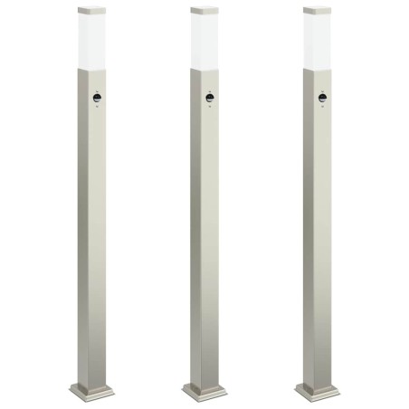 Bornes lumineuses avec détecteur lot de 3 110 cm acier inoxydable IP44 616336616336