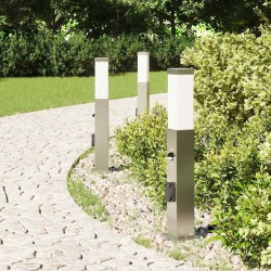 Bornes lumineuses avec détecteur et prise lot de 3 50 cm acier inoxydable IP44 616337616337