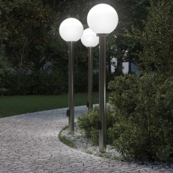 Bornes lumineuses avec détecteur et prise lot de 3 120 cm acier inoxydable IP44 616338616338