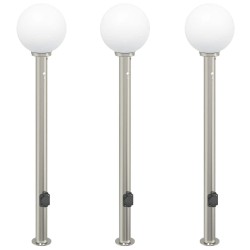 Bornes lumineuses avec détecteur et prise lot de 3 120 cm acier inoxydable IP44 616338616338