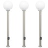 Bornes lumineuses avec détecteur et prise lot de 3 120 cm acier inoxydable IP44 616338616338