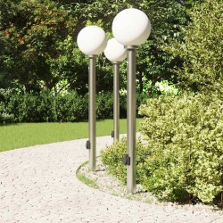 Bornes lumineuses avec détecteur et prise lot de 3 120 cm acier inoxydable IP44 616338616338
