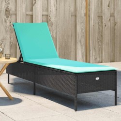 Chaise longue avec coussin en rotin synthétique noir 616340616340