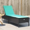 Chaise longue avec coussin en rotin synthétique noir 616340616340