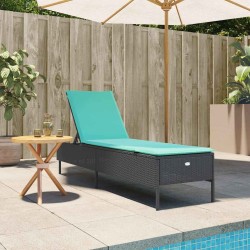 Chaise longue avec coussin en rotin synthétique noir 616340616340