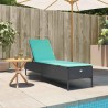 Chaise longue avec coussin en rotin synthétique noir 616340616340