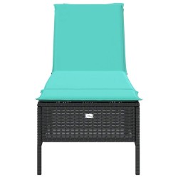 Chaise longue avec coussin en rotin synthétique noir 616340616340