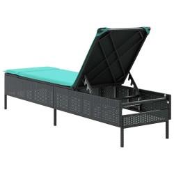 Chaise longue avec coussin en rotin synthétique noir 616340616340