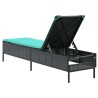 Chaise longue avec coussin en rotin synthétique noir 616340616340