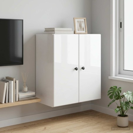 Armoire Murale Blanc brillant 59 x 31 x 60 cm Bois d'ingénierie 616344616344