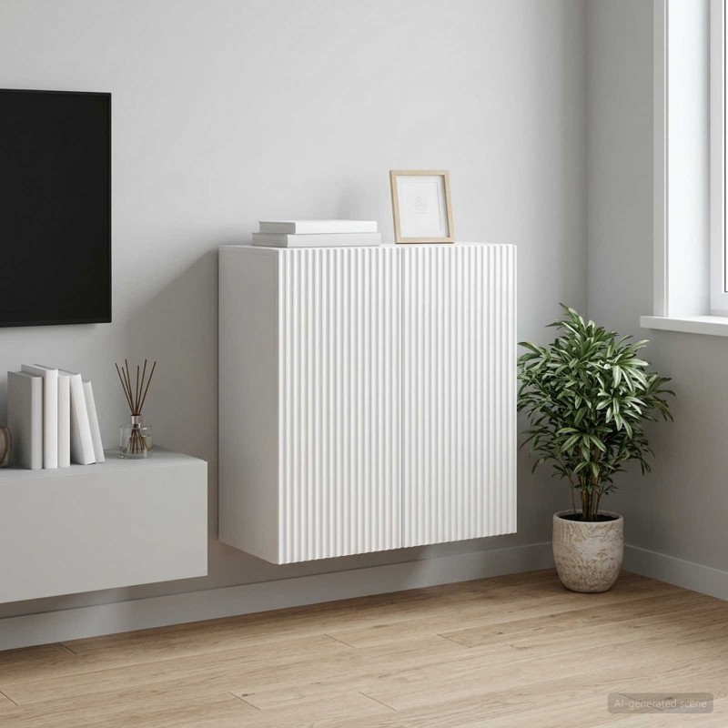 Armoire Murale Blanc brillant 59 x 31 x 60 cm Bois d'ingénierie 616345616345