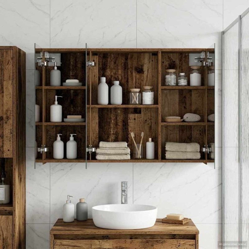 Armoire Miroir de Salle de Bain Bois ancien 100 x 14,5 x 70 cm 616357616357