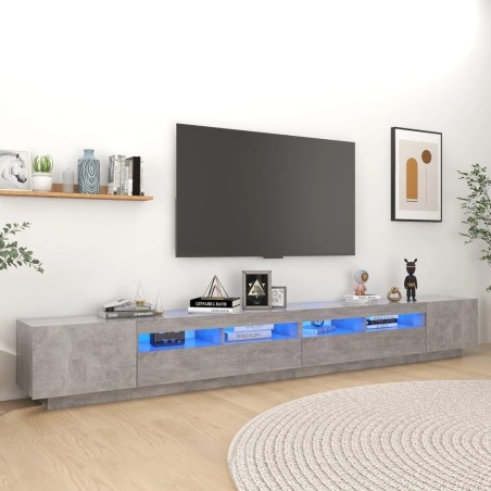 Meuble TV avec lumières LED Gris béton 300x35x40 cm 616360616360
