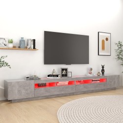 Meuble TV avec lumières LED Gris béton 300x35x40 cm 616360616360
