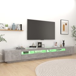 Meuble TV avec lumières LED Gris béton 300x35x40 cm 616360616360