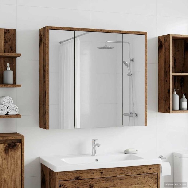 Armoire Miroir de Salle de Bain Bois ancien 63,5 x 16 x 62,5 cm 616362616362