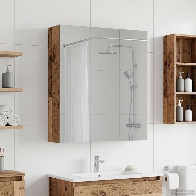 Armoire Miroir de Salle de Bain Bois ancien 60 x 14,5 x 70 cm 616363616363
