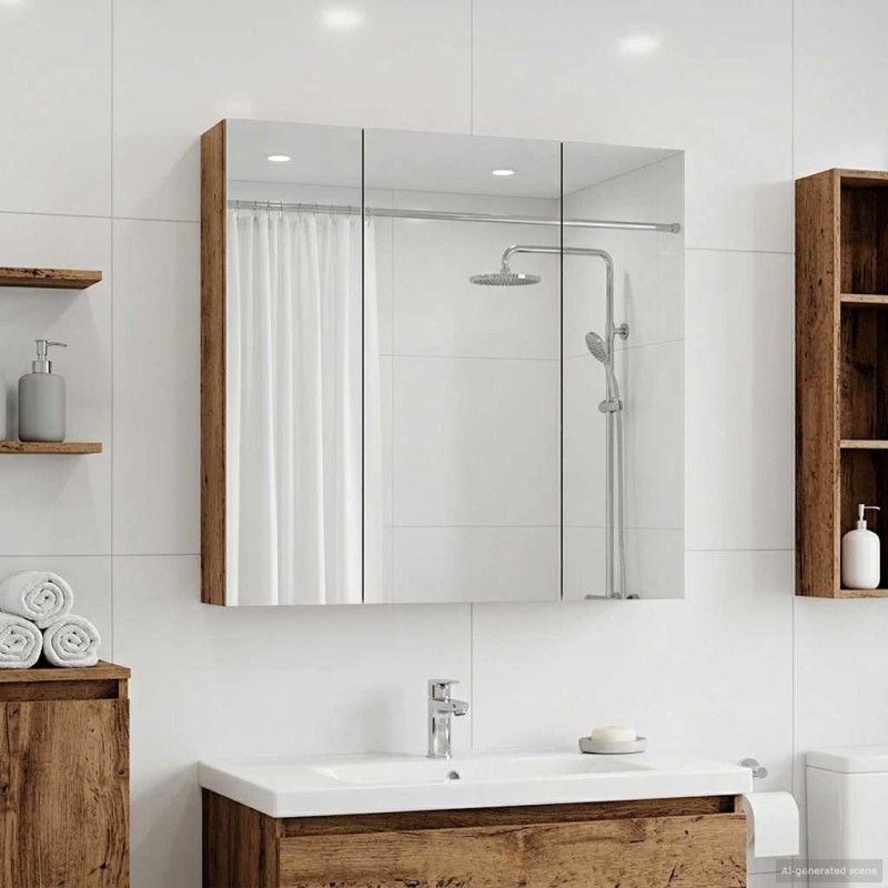 Armoire Miroir de Salle de Bain Bois ancien 70 x 14,5 x 70 cm 616367616367