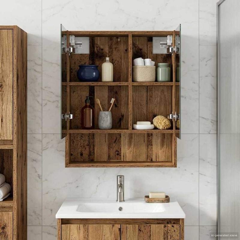 Armoire Miroir de Salle de Bain Bois ancien 50 x 14,5 x 70 cm 616405616405