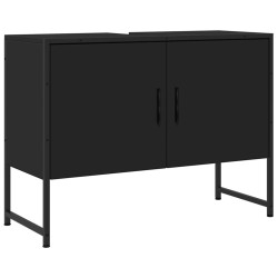 Armoire lavabo de salle de bain noir 80x33x60cm bois ingénierie 616409616409
