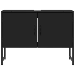 Armoire lavabo de salle de bain noir 80x33x60cm bois ingénierie 616409616409